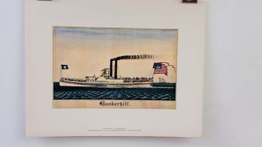 Print 'steamboat Bunker Hill' Originally Painted 1838 by Frederick Huge